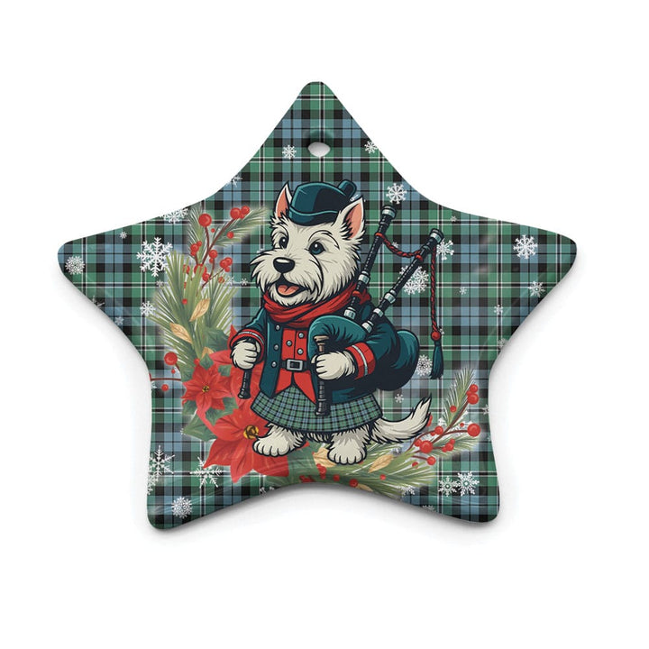 Scottish Melville Clan Tartan Ceramic Ornament Cute Scottish Terrier Dog Star Style Tartan Plaid