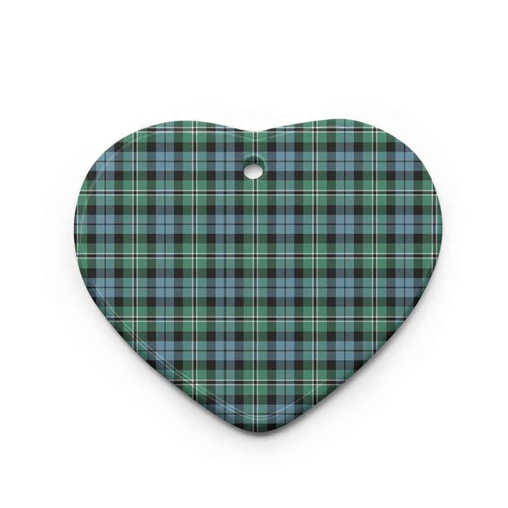 Scottish Melville Clan Tartan Ceramic Ornament Heart Shape Tartan Plaid