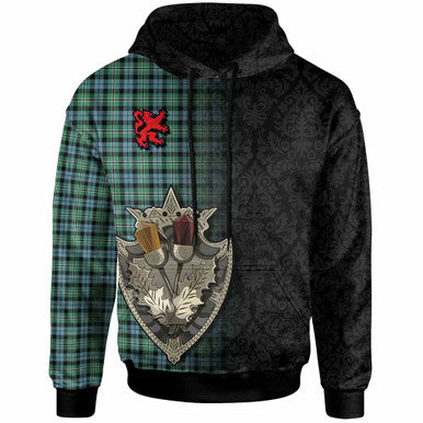 Scottish Melville Clan Tartan Hoodie - Half Thistle Flowers Celtic Design Front Side Tartan Plaid