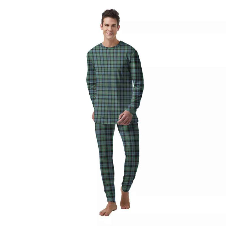 Scottish Melville Clan Tartan Pajama Set  Men Front Side Tartan Plaid