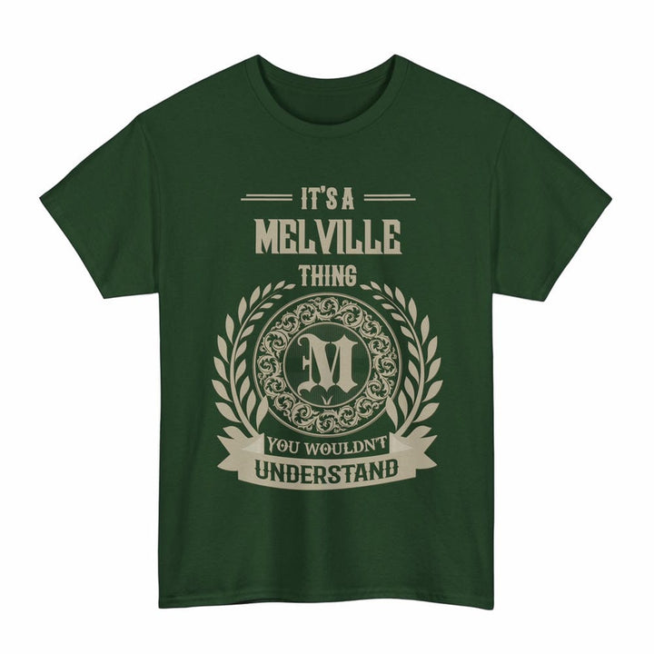 Scottish Melville Clan Tartan T-Shirt - Vintage Family Name Tartan Plaid Forest Green Color