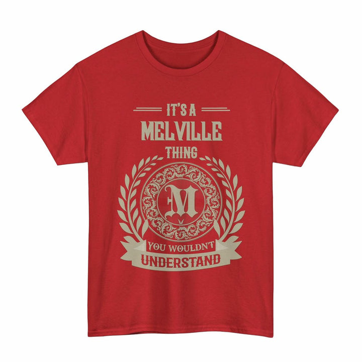 Scottish Melville Clan Tartan T-Shirt - Vintage Family Name Tartan Plaid Red Color