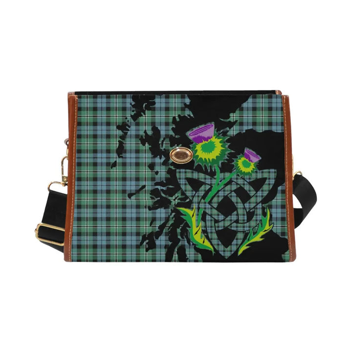 Scottish Melville Clan Tartan Waterproof Canvas Bag With Thistle Tartan Plaid 2