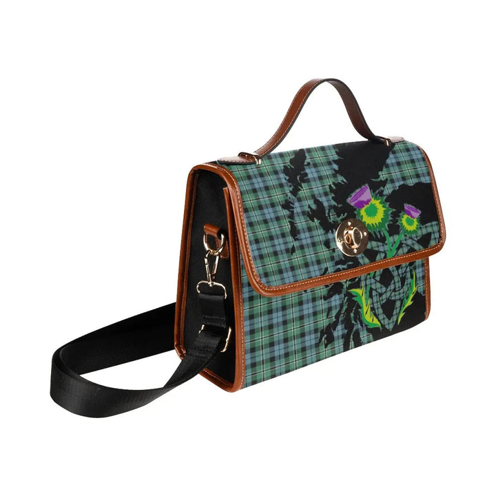 Scottish Melville Clan Tartan Waterproof Canvas Bag With Thistle Tartan Plaid 3