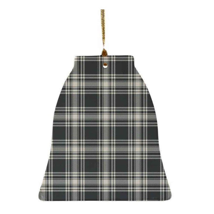 Scottish Menzies Black & White Ancient Clan Tartan Ceramic Ornament Bell Shape Tartan Plaid