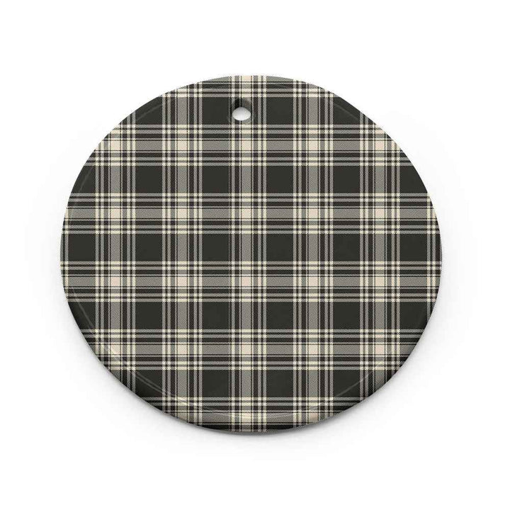 Scottish Menzies Black & White Ancient Clan Tartan Ceramic Ornament Circle Shape Tartan Plaid