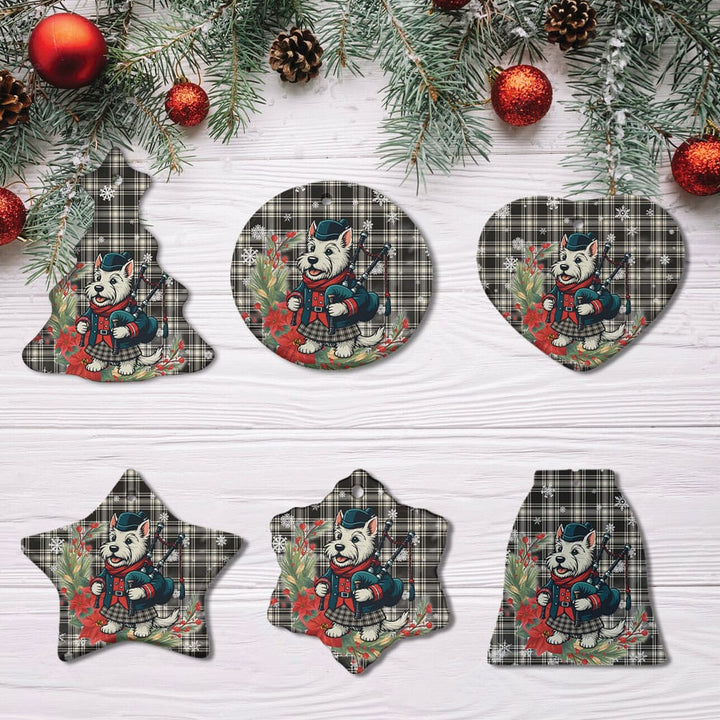 Scottish Menzies Black & White Ancient Clan Tartan Ceramic Ornament Cute Scottish Terrier Dog All Style Tartan Plaid