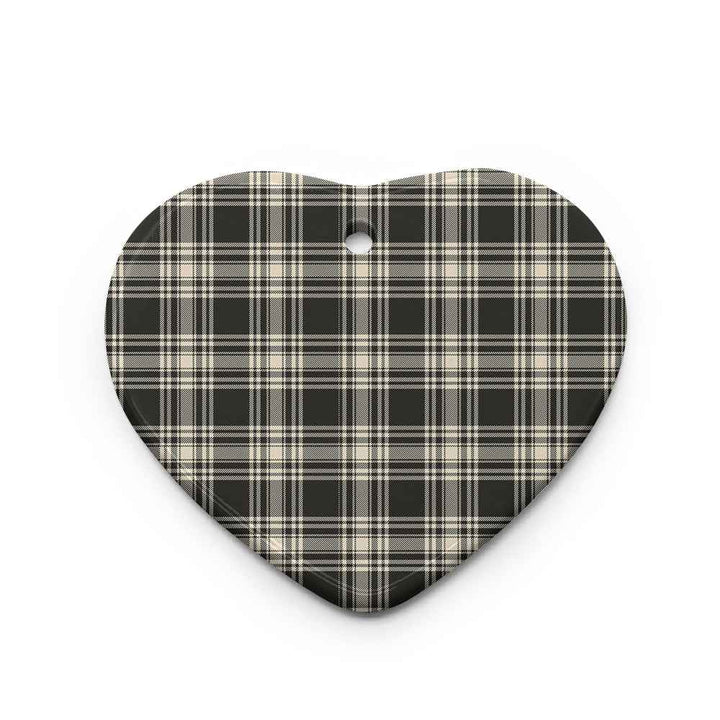 Scottish Menzies Black & White Ancient Clan Tartan Ceramic Ornament Heart Shape Tartan Plaid