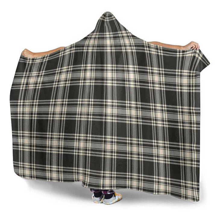 Scottish Menzies Black & White Ancient Clan Tartan Hooded Blanket Tartan Plaid 3