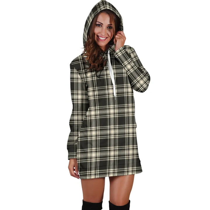 Scottish Menzies Black & White Ancient Clan Tartan Hoodie Dress
