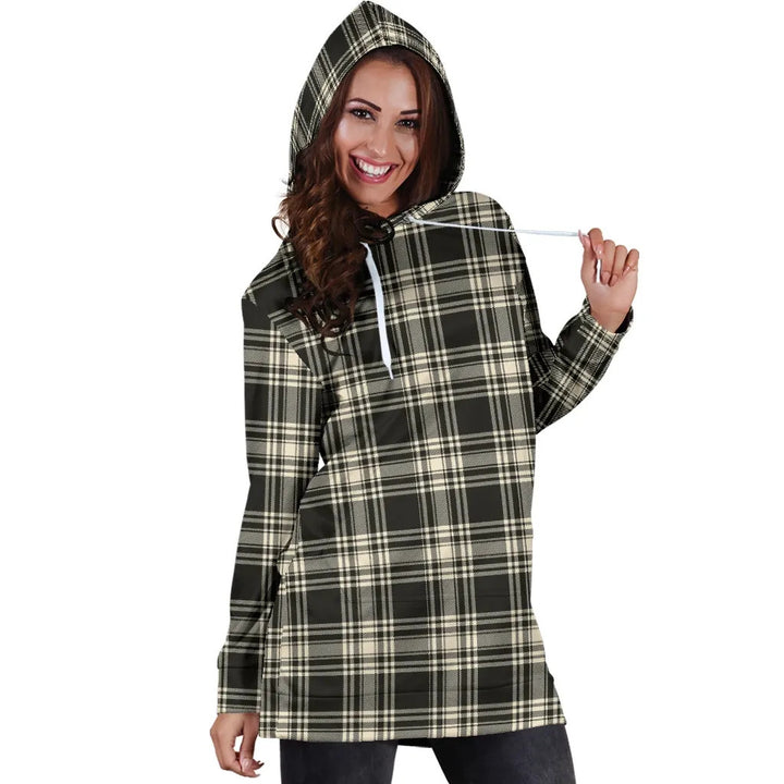 Scottish Menzies Black & White Ancient Clan Tartan Hoodie Dress