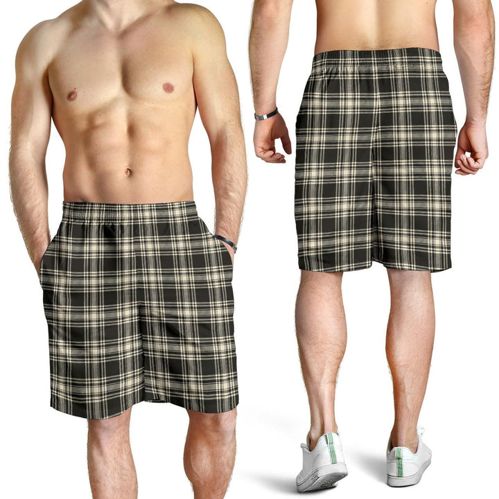 Scottish Menzies Black & White Ancient Clan Tartan Men's Shorts