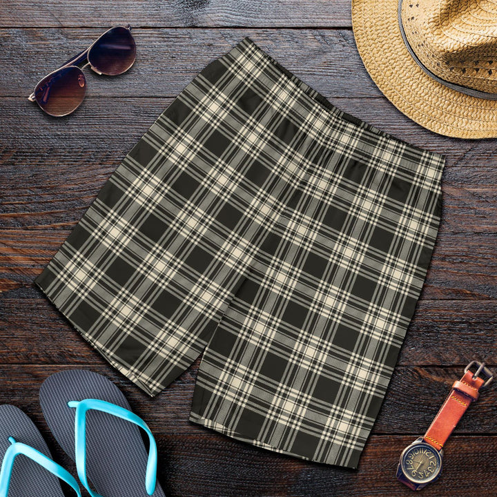Scottish Menzies Black & White Ancient Clan Tartan Men's Shorts