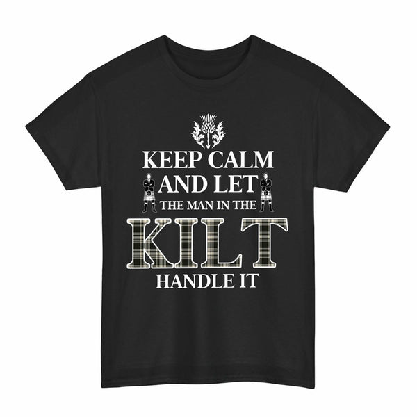 Scottish Menzies Black & White Ancient Clan Tartan T-Shirt - Keep Calm Tartan Plaid Black Color