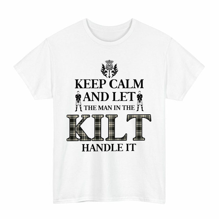 Scottish Menzies Black & White Ancient Clan Tartan T-Shirt - Keep Calm Tartan Plaid White Color