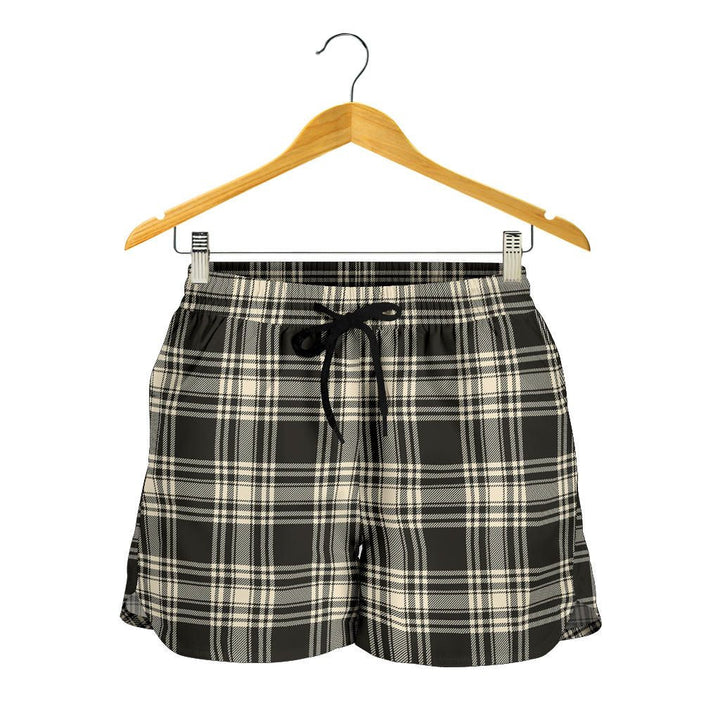 Scottish Menzies Black & White Ancient Clan Tartan Women Shorts