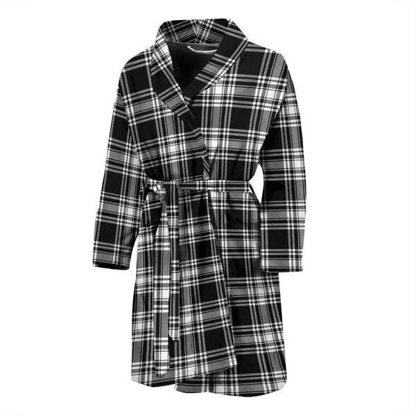 Scottish Menzies Black & White Modern Clan Tartan Bathrobe 2