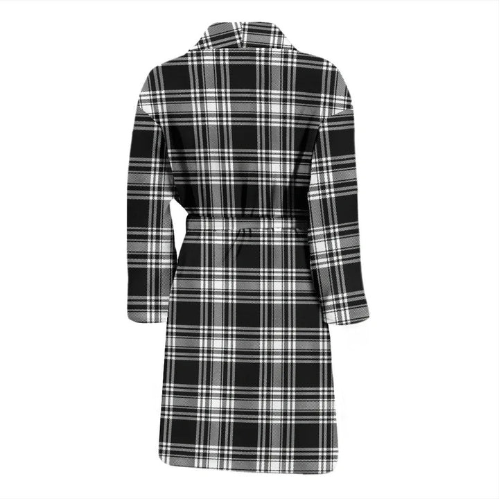 Scottish Menzies Black & White Modern Clan Tartan Bathrobe 1