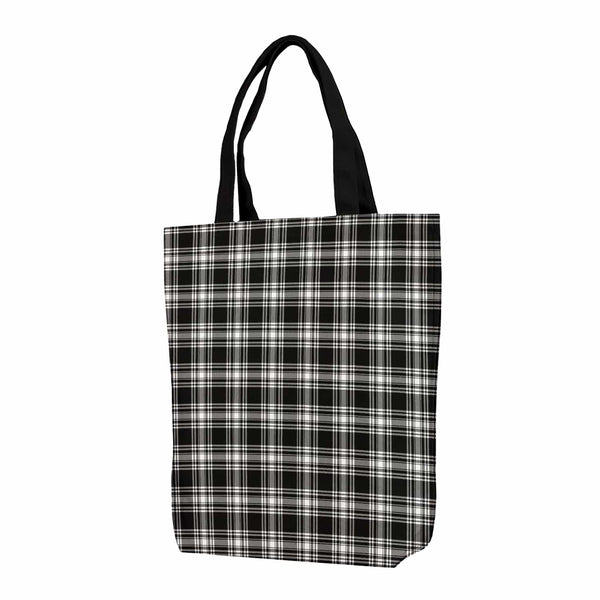 Scottish Menzies Black & White Modern Clan Tartan Canvas Bag With Shoulder Strap Tartan Plaid 1