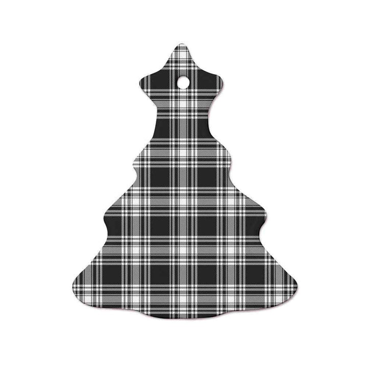 Scottish Menzies Black & White Modern Clan Tartan Ceramic Ornament  Tree Shape Tartan Plaid