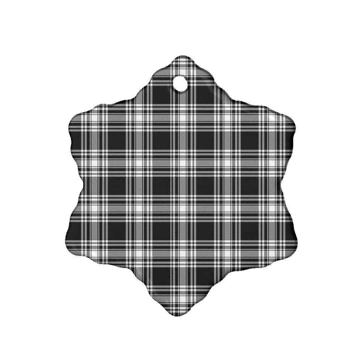 Scottish Menzies Black & White Modern Clan Tartan Ceramic Ornament Snow Flake Shape Tartan Plaid