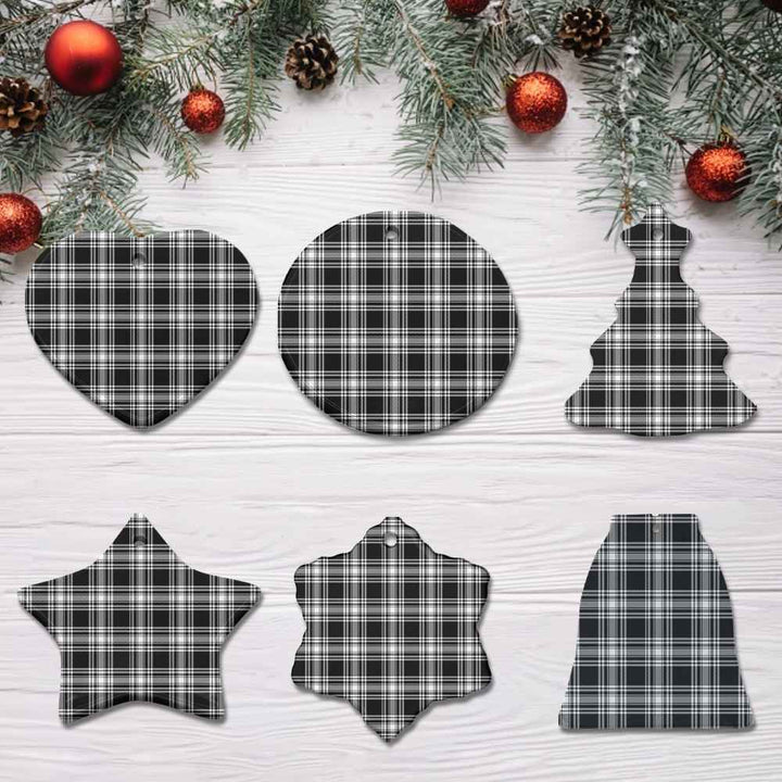 Scottish Menzies Black & White Modern Clan Tartan Ceramic Ornament All Tartan Plaid