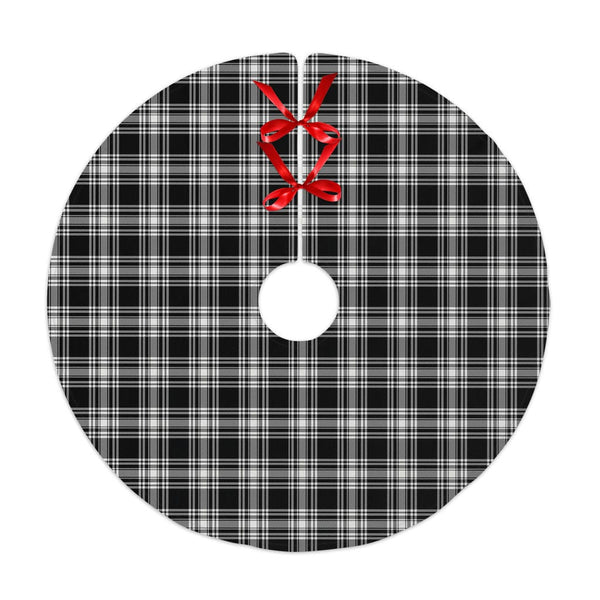 Scottish Menzies Black & White Modern Clan Tartan Christmas Tree Skirt No Tassels 1 Tartan Plaid