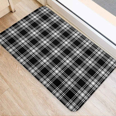 Scottish Menzies Black & White Modern Clan Tartan Door Mat Tartan Plaid 2