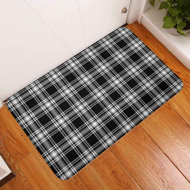Scottish Menzies Black & White Modern Clan Tartan Door Mat Tartan Plaid 3