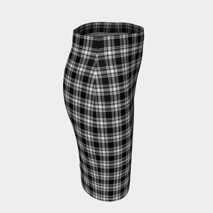Scottish Menzies Black & White Modern Clan Tartan Fitted Skirt Tartan Plaid 3