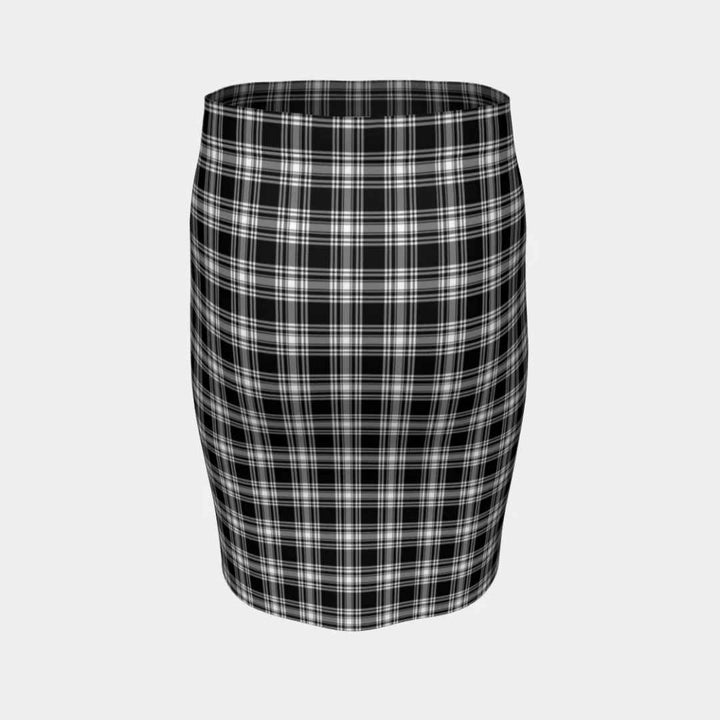 Scottish Menzies Black & White Modern Clan Tartan Fitted Skirt Tartan Plaid 4