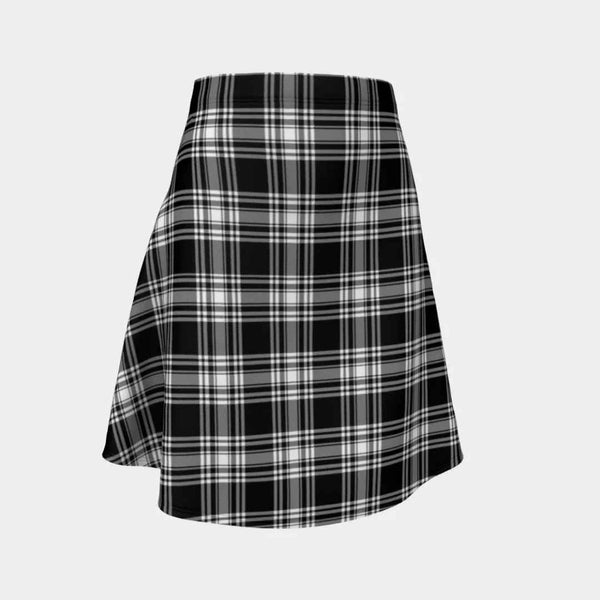 Scottish Menzies Black & White Modern Clan Tartan Flare Skirt Tartan Plaid 1