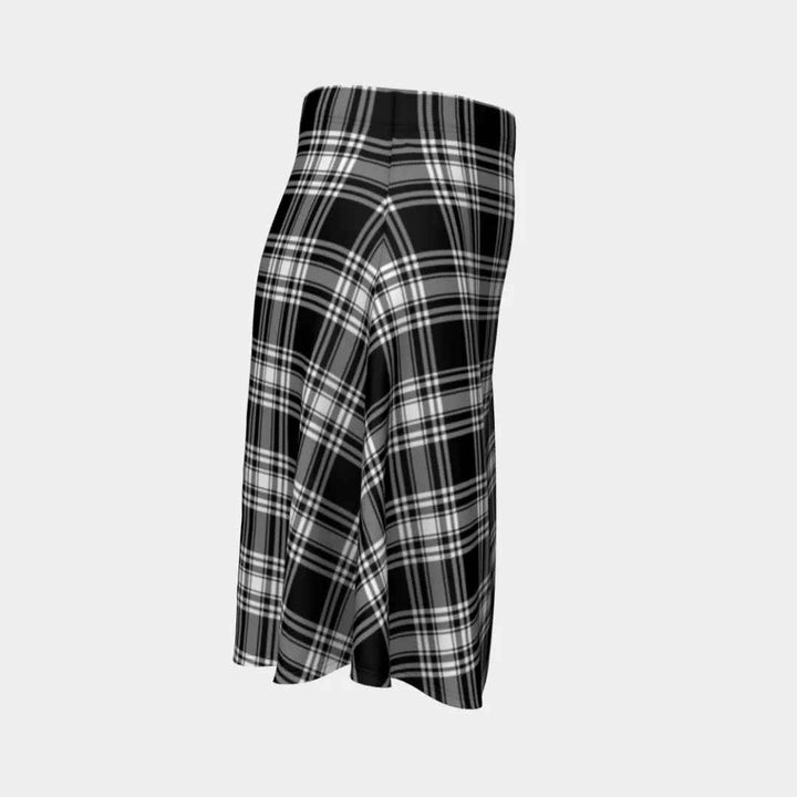 Scottish Menzies Black & White Modern Clan Tartan Flare Skirt Tartan Plaid 3