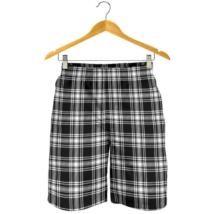 Scottish Menzies Black & White Modern Clan Tartan Men's Shorts