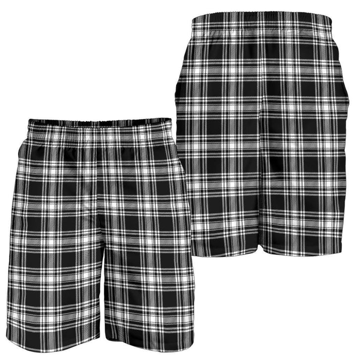 Scottish Menzies Black & White Modern Clan Tartan Men's Shorts