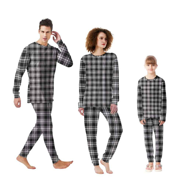 Scottish Menzies Black & White Modern Clan Tartan Pajama Set Tartan Plaid