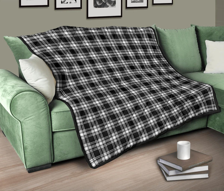 Scottish Menzies Black & White Modern Clan Tartan Quilt Tartan Plaid 10