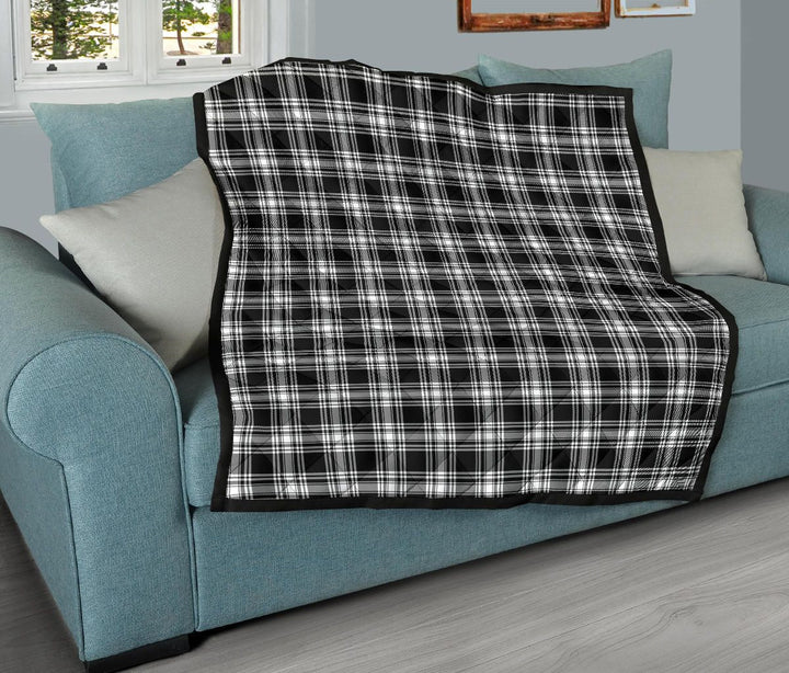 Scottish Menzies Black & White Modern Clan Tartan Quilt Tartan Plaid 11