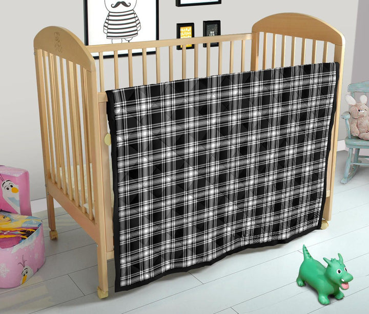 Scottish Menzies Black & White Modern Clan Tartan Quilt Tartan Plaid 13