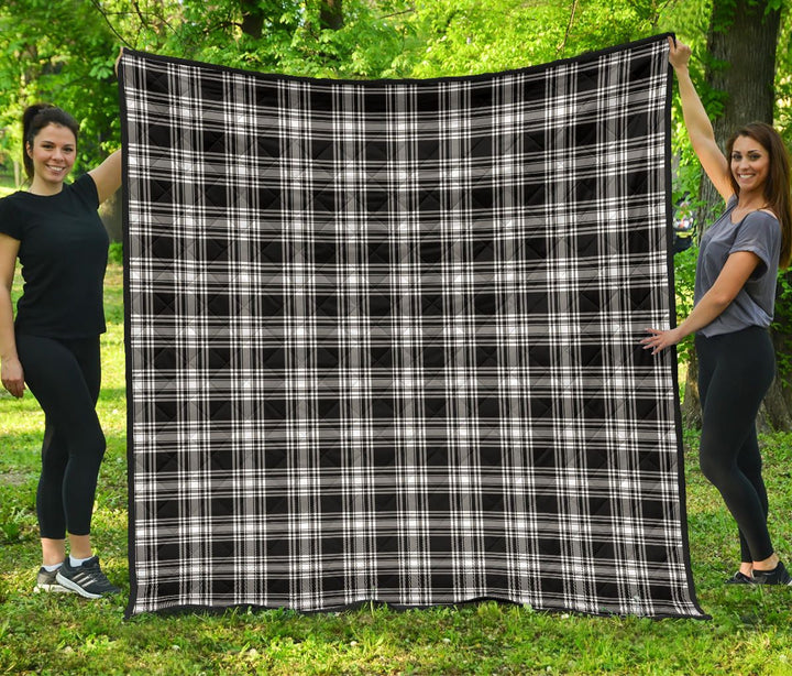 Scottish Menzies Black & White Modern Clan Tartan Quilt Tartan Plaid 1