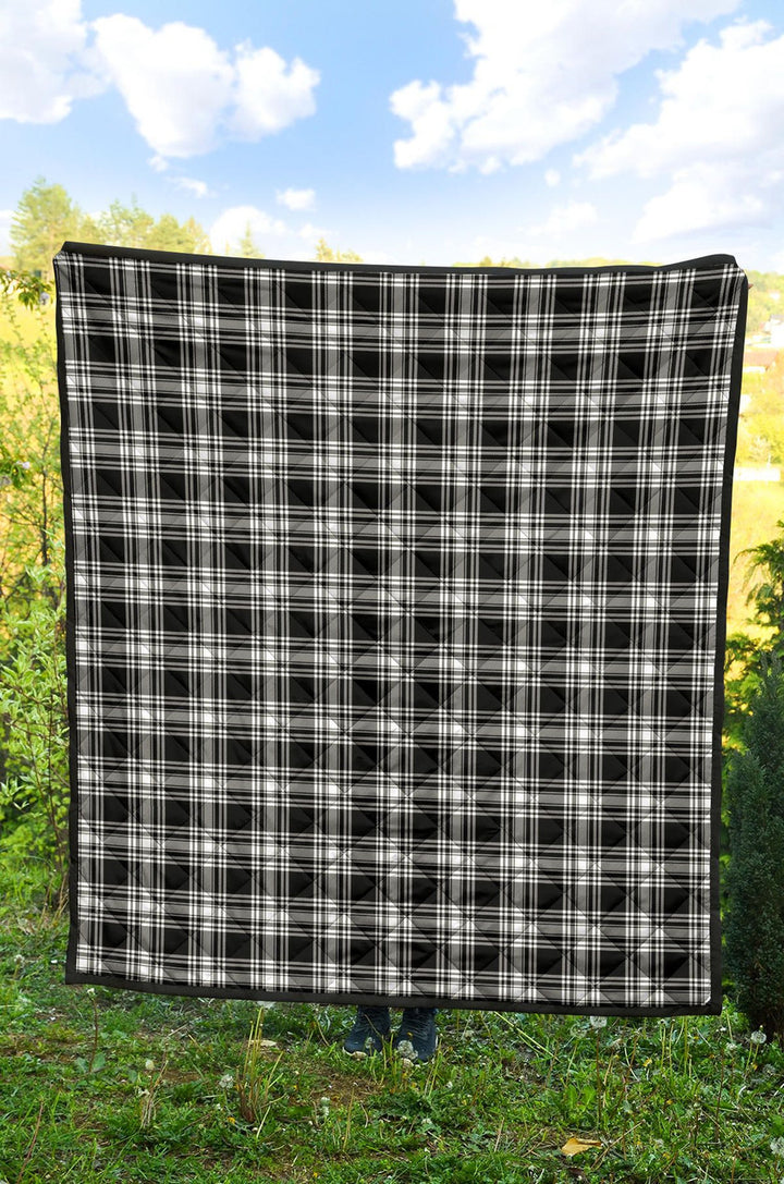 Scottish Menzies Black & White Modern Clan Tartan Quilt Tartan Plaid 2