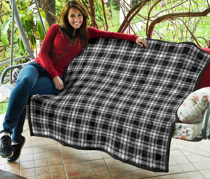 Scottish Menzies Black & White Modern Clan Tartan Quilt Tartan Plaid 5