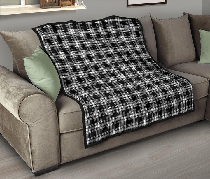 Scottish Menzies Black & White Modern Clan Tartan Quilt Tartan Plaid 8