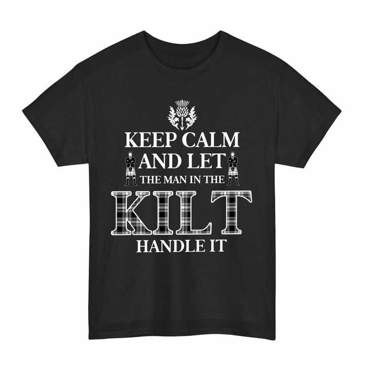 Scottish Menzies Black & White Modern Clan Tartan T-Shirt - Keep Calm Tartan Plaid Black Color
