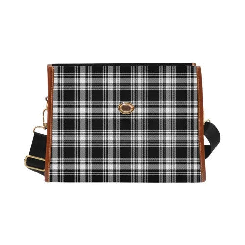 Scottish Menzies Black & White Modern Clan Tartan Waterproof Canvas Bag Tartan Plaid 2