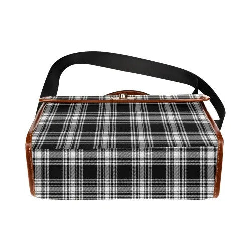 Scottish Menzies Black & White Modern Clan Tartan Waterproof Canvas Bag Tartan Plaid 5