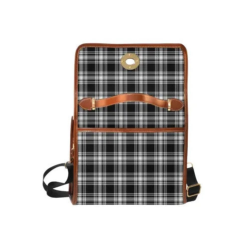 Scottish Menzies Black & White Modern Clan Tartan Waterproof Canvas Bag Tartan Plaid 6