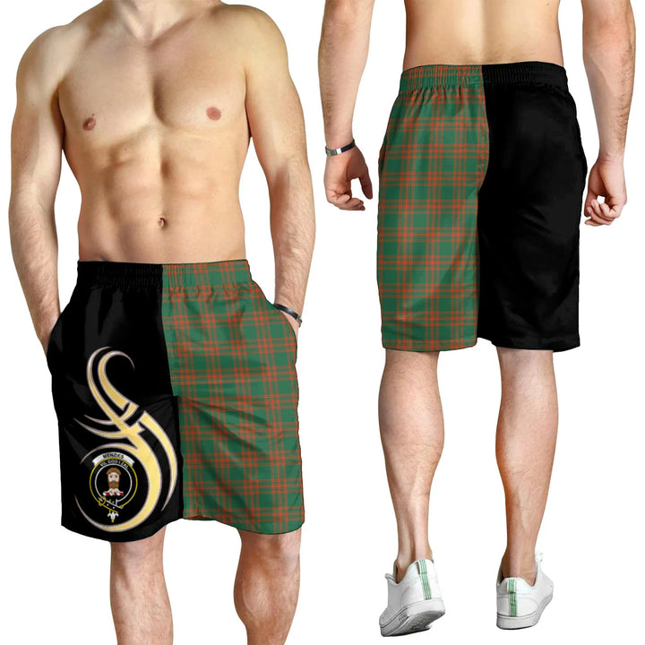 Scottish Menzies Green Ancient Clan Crest Tartan Believe in Me Men's Shorts