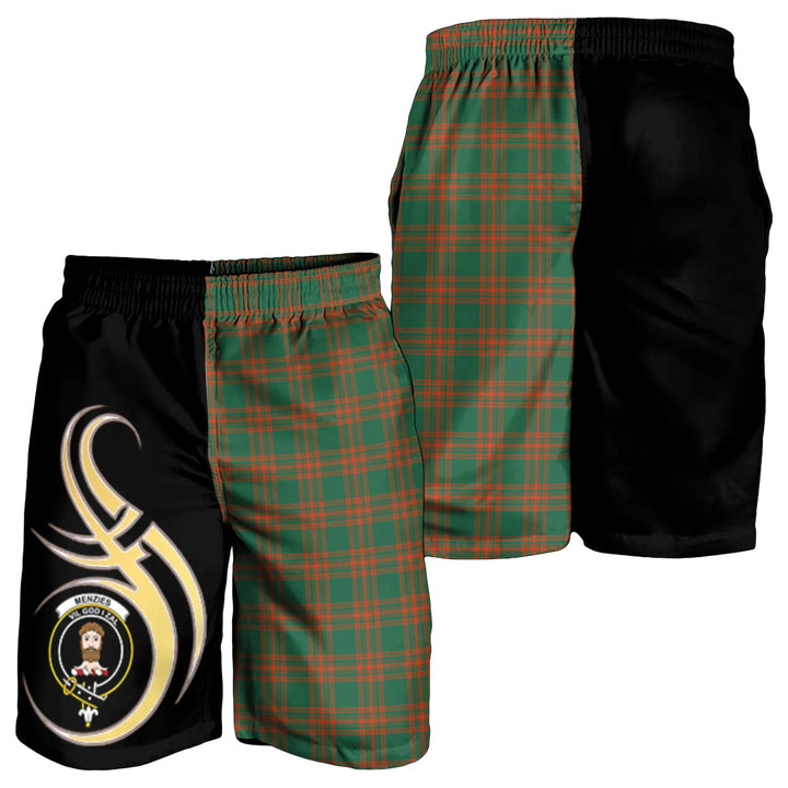 Scottish Menzies Green Ancient Clan Crest Tartan Believe in Me Men's Shorts