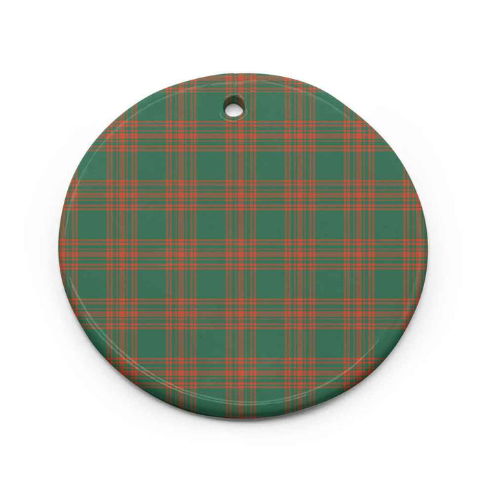Scottish Menzies Green Ancient Clan Tartan Ceramic Ornament Circle Shape Tartan Plaid